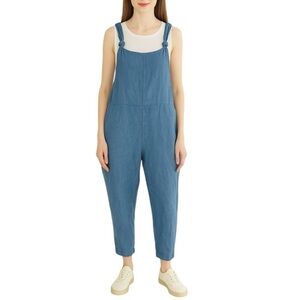 Epic Linen Jumpsuit with Adjustable Straps Blue Sz M/L Lightweight Sustainable